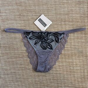 NWT Malizia by La Perla Black and Gray Floral Lace Panty size M or 3